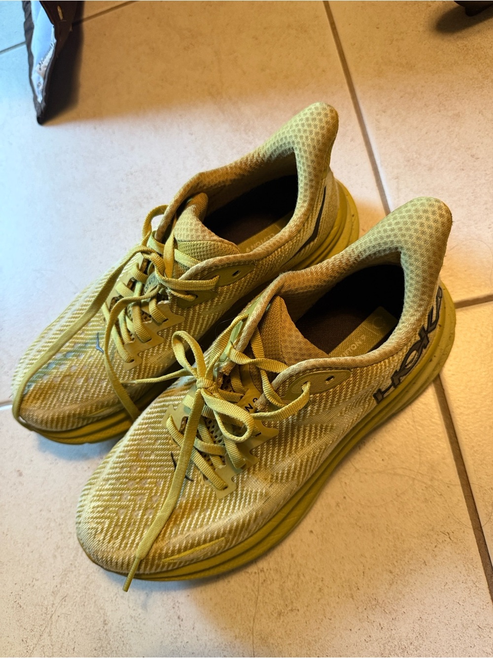 Hoka One One Women's Yellow Lace-Up Running Sneakers